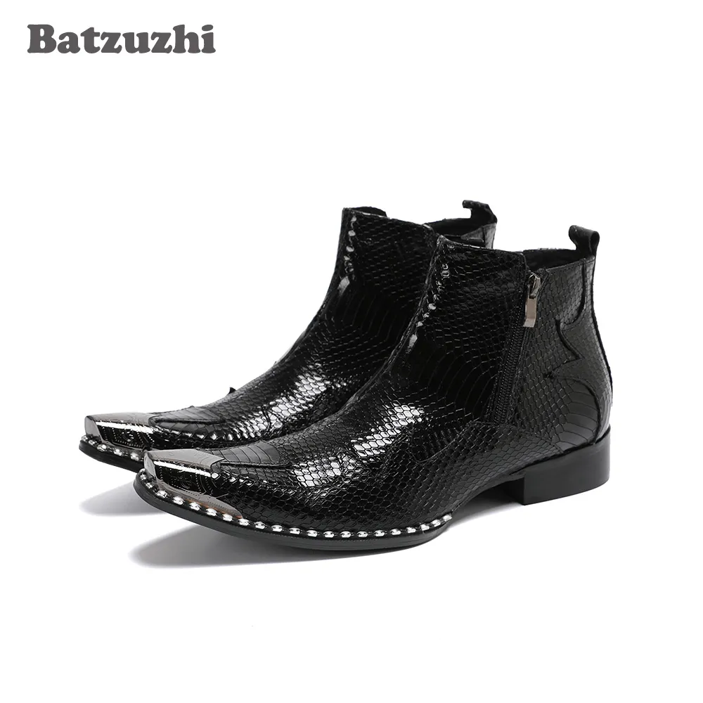 Batzuzhi Bota Masculina bottes de mode hommes bottines noires en cuir souple bottes habillées confortables pour hommes moto, affaires