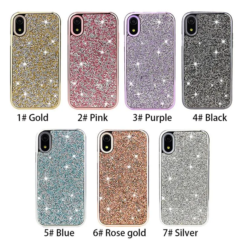 Custodia per cellulare Premium Bling 2 in 1 con strass di lusso con diamanti per iPhone XR XS MAX X 8 7 6 Samsung S10e S10 S10 Plus Nota 9