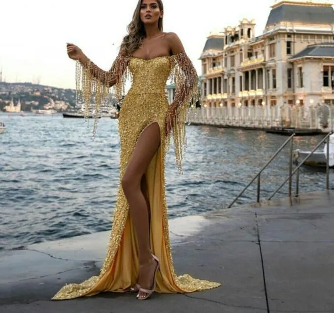 Robe de soirée Youf Aljasmi Maxi Robes sans bretelles Hi-LO FLANT-LONGEMENTES SANS LONGES LONGES HEUR