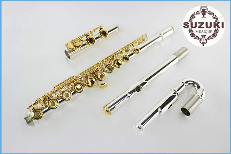 New High Quality SUZUKI 16 Holes Open Flute Musical instruments Cupro Nickel Silver Plated Body Gold Lacquer Button With Case