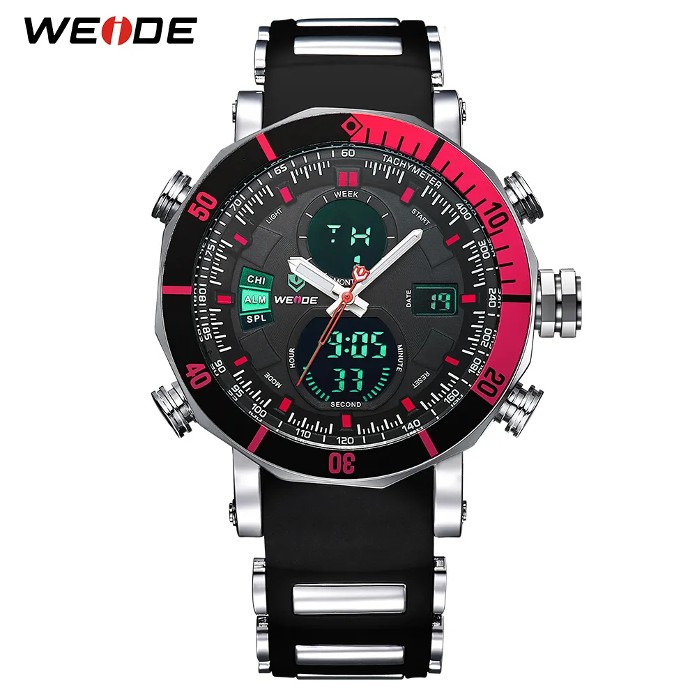 Weide 럭셔리 브랜드 아날로그 스포츠 디지털 숫자 날짜 남성 쿼츠 비즈니스 실리콘 벨트 시계 남자 손목 시계 relogio masculino