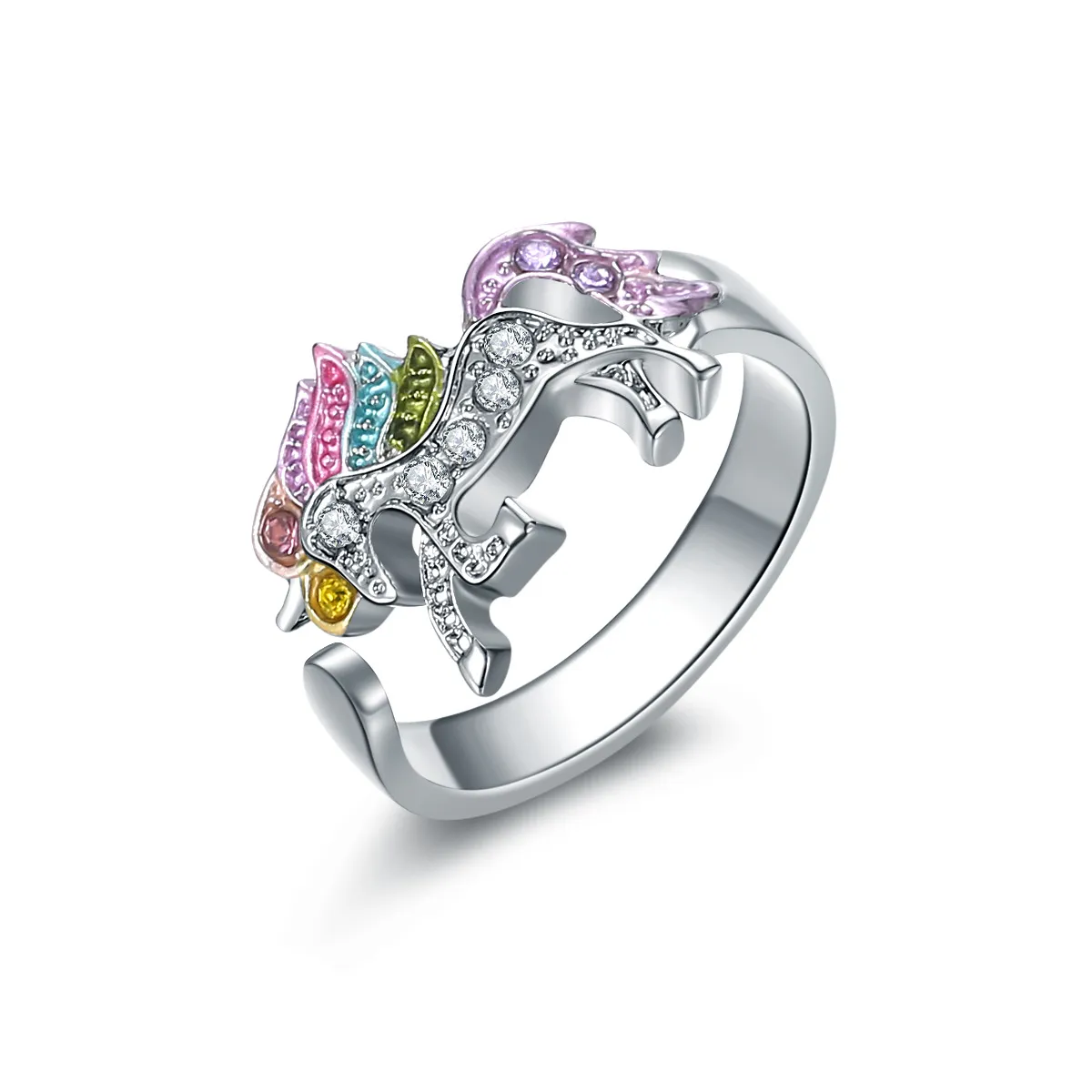 Dernière conception créative licorne anneaux en gros personnalisé haut de gamme usine directement vente diamant anneaux bague de mariage