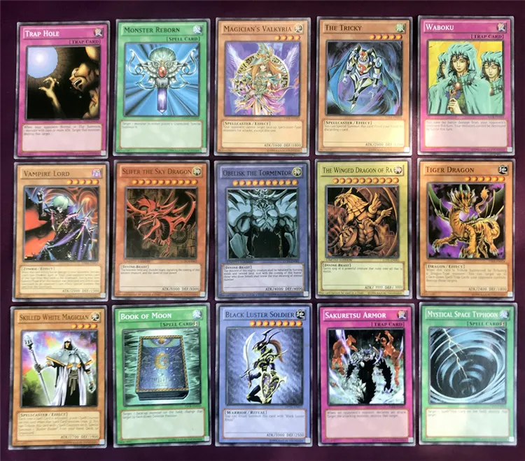 Yugioh Cards Caixa de Cores Pacote Inglês Versão 66 PCS / set o mais forte Damage Jogos de tabuleiro brinquedos Coleção Cartões Toy crianças ASS179 Atacado