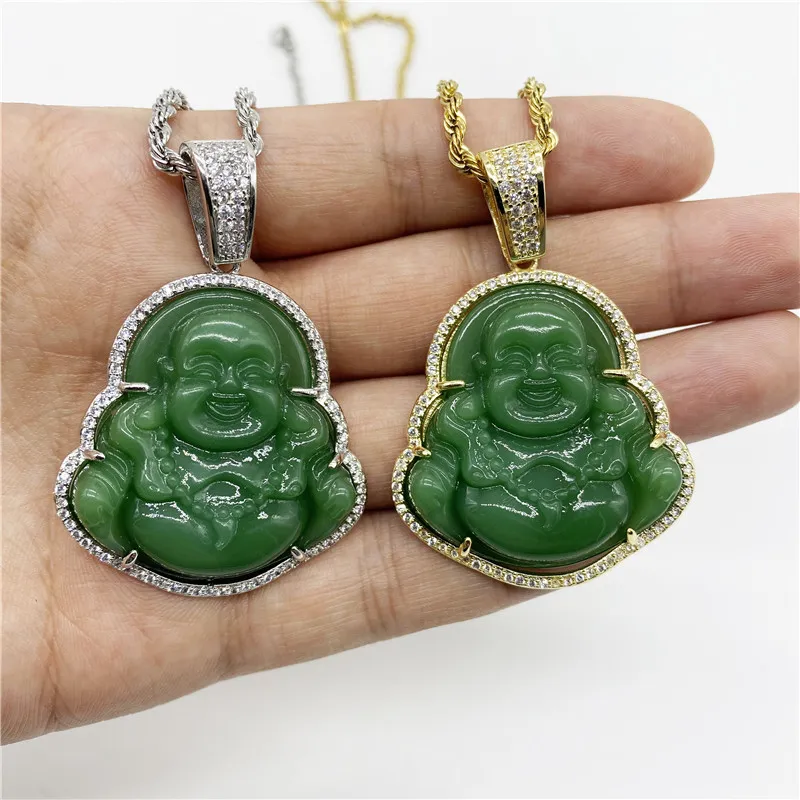 Solid Real Gold Natural Jadeite Jade Happy Laughing Buddha Big Belly P –  Element Shine
