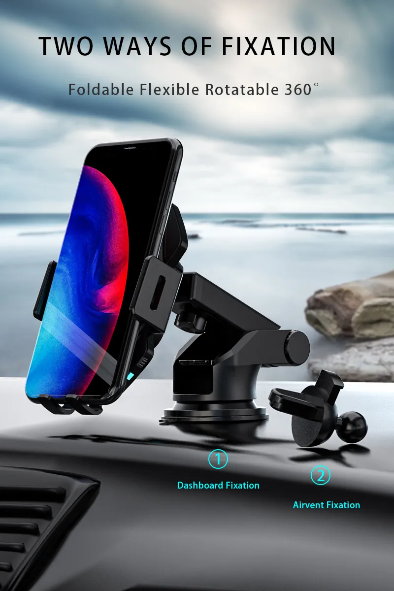 Nieuwe 10W Induction Car Charger Automatic Mount Snel Opladen Telefoon Mount Houder In Auto voor iPhone XR Huawei Samsung Nokia Smart Phone