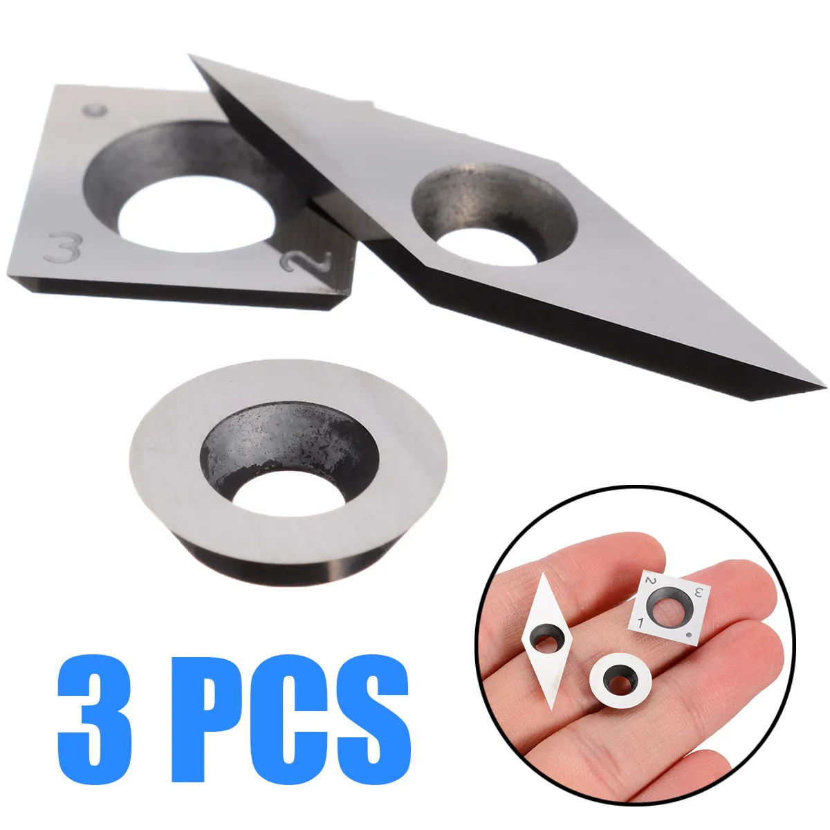 CNC Torna Aracı Ahşap Çalışma Torna için 3pcs / Set Tungsten Elmas Uçlar 94.5HRA Kesici Pratik Bıçaklar