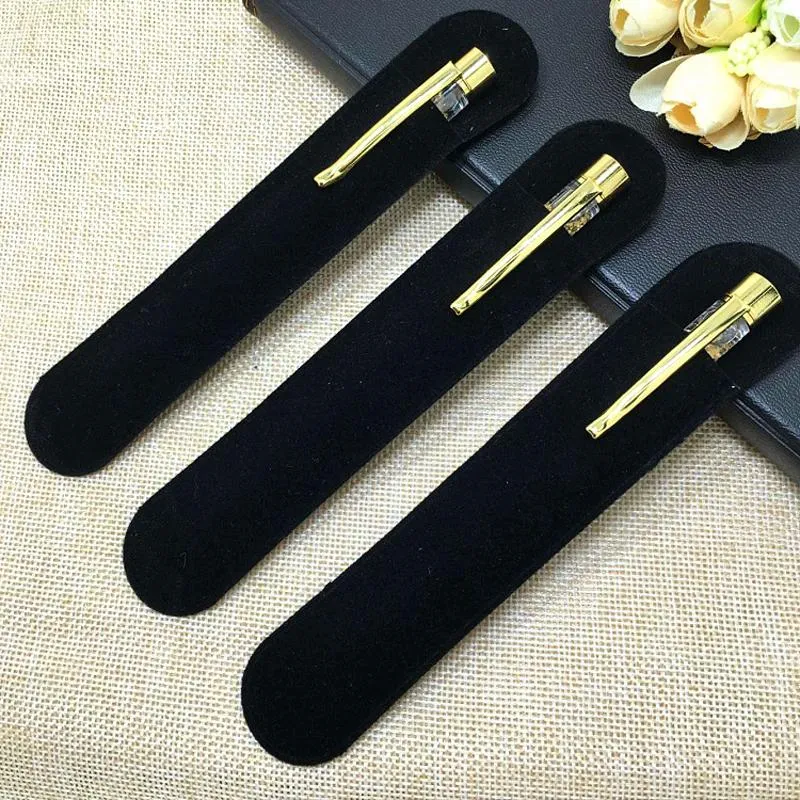 Velvet Pen Pouch Single Pencil Storage Bag Holder Black Color Pen Case for Rollerball Fountain/Ballpoint Pen