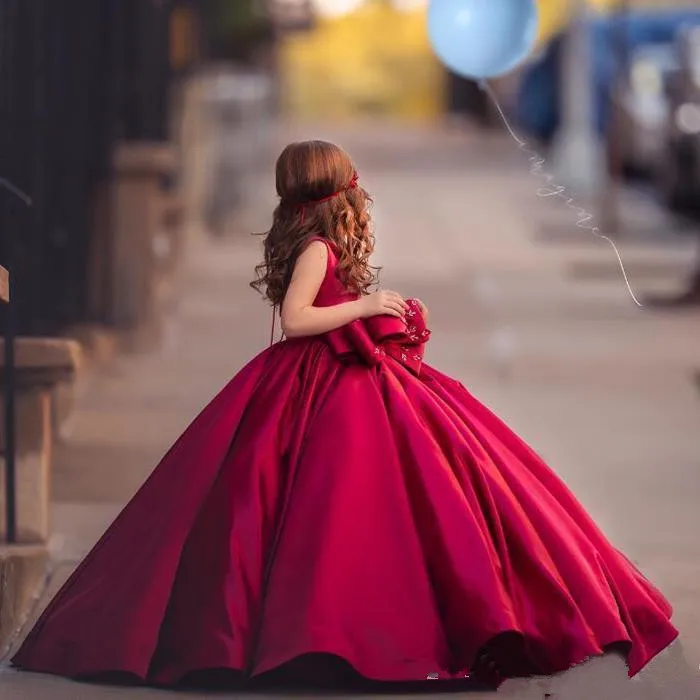 Red Princess Ball Gown Flower Girl Dress For Weddings And Formal