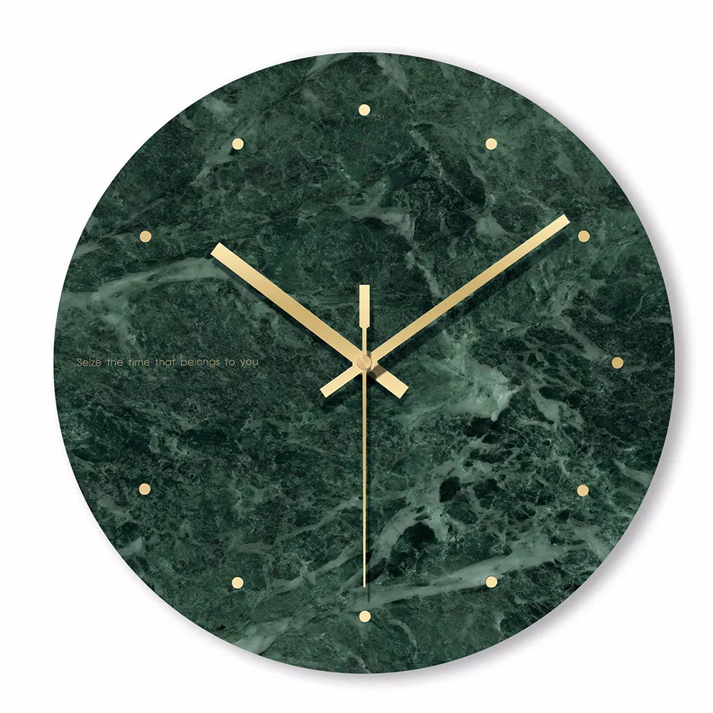 Marble Wall Clock Simple Decorative Creative Nordic Modern Marble Clock Wall for Living Room Kitchen Office Bedroom