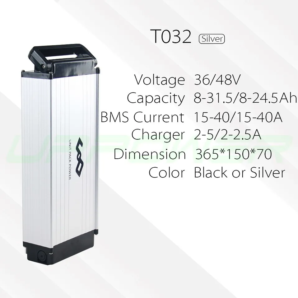 Krachtige elektrische fietsbatterij 48v 20ah lithium batterij Gebruik NCR18650PF cel achterste rek batterij met BMS 3A-oplader