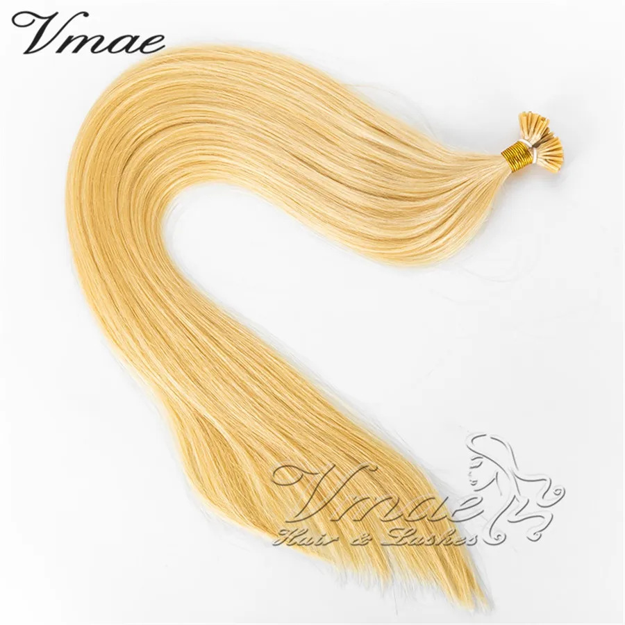 Russe Strand européenne 1 g 100 g Brown Blonde droite Kératine Fusion Vierge Remy Human Pre Bonded I Tip Hair Extensions