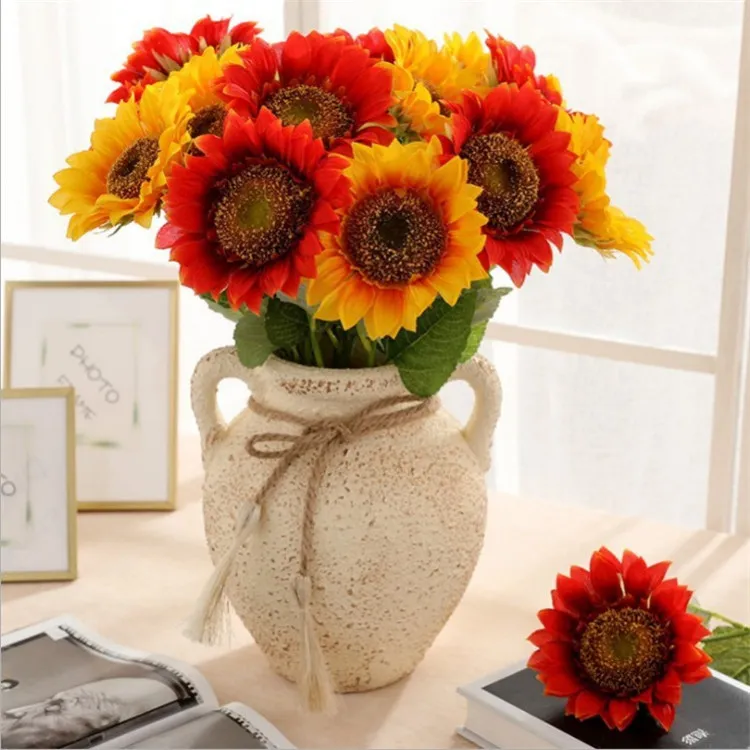 Tournesol de Simulation chaud, décoration de la maison, arrangement de fleurs de vase à fleurs, accessoires et fleurs décoratives de fête 5980