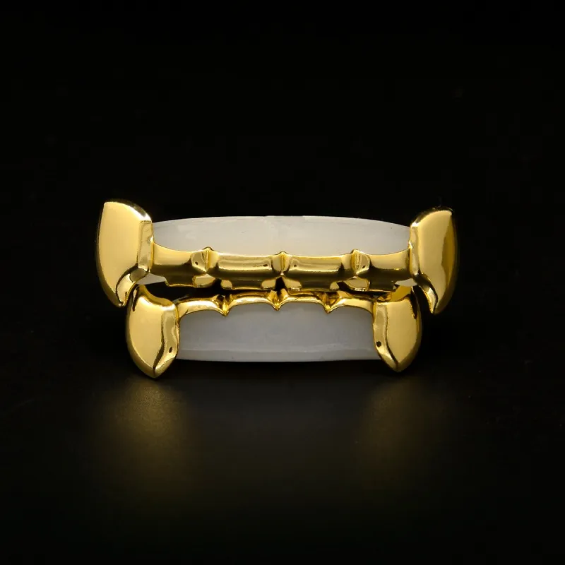 مجموعة الأسنان مجموعة عالية الجودة رجالي الهيب هوب المجوهرات روز الذهب الفضة الأنياب الشوايات