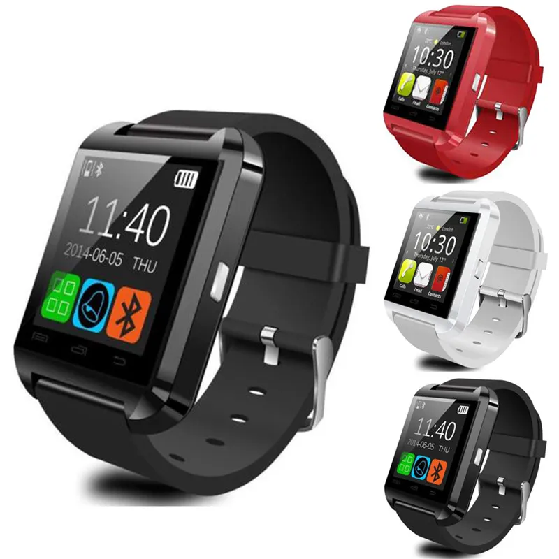 Original U8 Smart Watch Bluetooth Passometer Fitness Tracker Smart Armbandsur Stöd Telefon Samtal Smart Armband för iPhone IOS Android