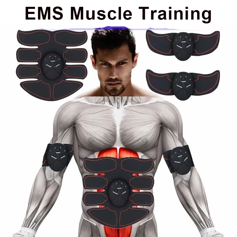 Abdominal Muscle Stimulator Trainer EMS ABS Fitness Utrustning Utbildningsutrustning Muskler Elektrostimulator Toner Övning Hemma Gym