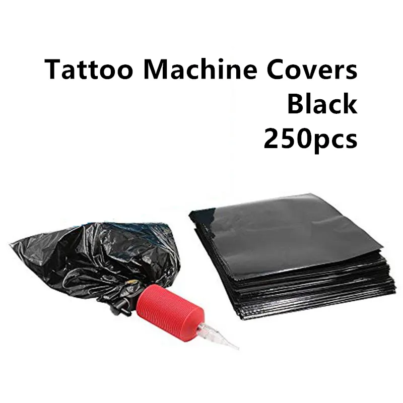 250 stücke Tattoo Maschine Taschen Einweg Schwarz Abdeckungen 130x140mm Kunststoff Tattoo Maschine Abdeckung Tattoo Zubehör Versorgung