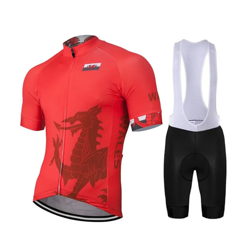 Pays de Galles 2019 nouveau extérieur hommes été cyclisme maillot ensemble vélo route montagne course cyclisme ensemble bavoir court respirant 9d Gel