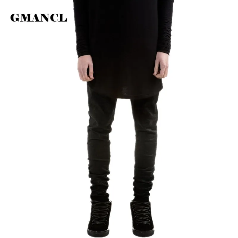 Новые моды мужские черные узкие джинсы брюки хай-стрит хип-хоп