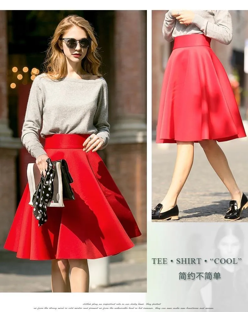 Umbrella Skirt High Waisted Pleated Skirt In Retro Style, Elegant
