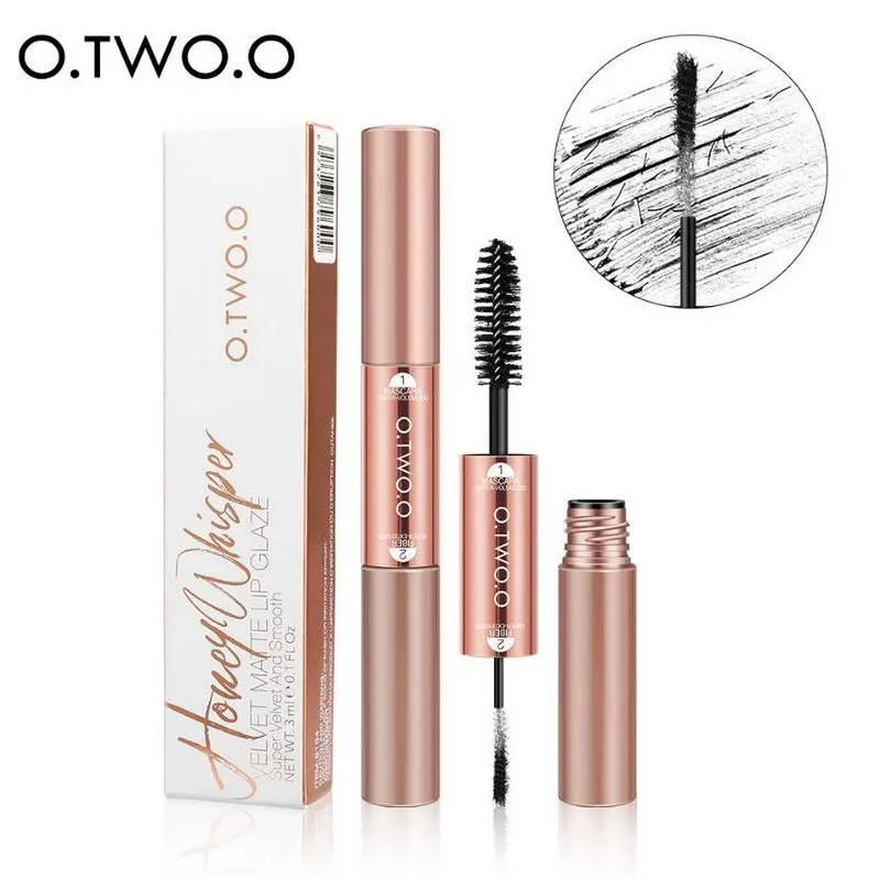 O.two.o 4d silke fiber ögonfransar mascara vattentät varaktiga snabbt torra curling fluffiga ögonfransar förlängning svart färg inte smula