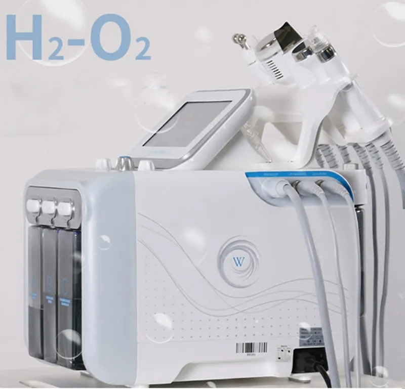 Multifunktionell 6 i 1 H2O2 Hydra Facial Machine Dermabrasion Hydrodermabrasion Peeling Vakuum Hud Rengöring Vatten Aqua Oxygen Spray