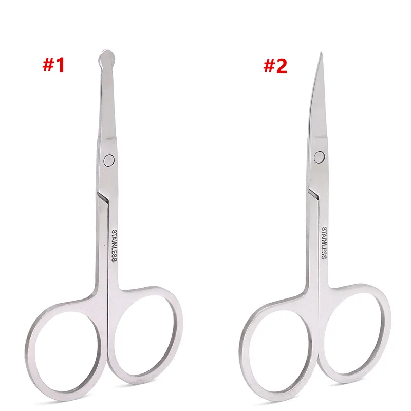 Protable Nose hair scissor round head tip Eyelashes Curler Makeup Scissors accept customized logo