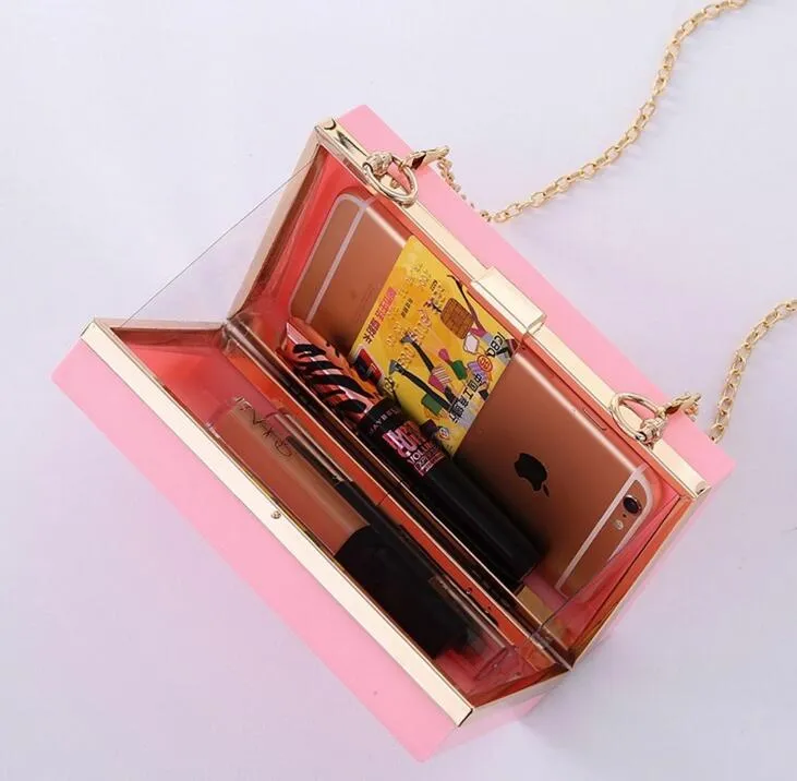 Transparent Acrylic bag bling Chain Box Bag clear crossbody bags clutch for women evening party