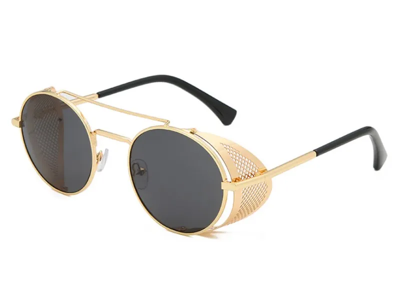 Retro Hipster Round Frame Sunglasses Unisex - Gold Brown - Walmart.com