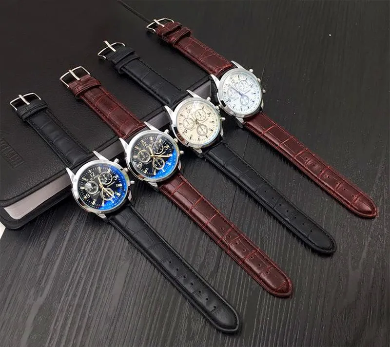 Luxury Mens Watches FHD Casual Sports Beautifully Wristwatch Band Alloy PU Leather Quartz Watch