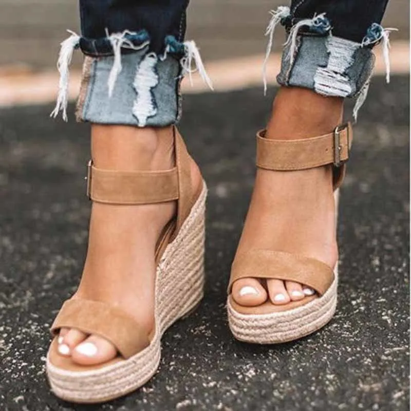 Wenyujh Summer Ultra High Wedges Heel Fashion Open Toe Platform Elevator Women Sandals Shoes Plus Size Pumps 2019 Y190704