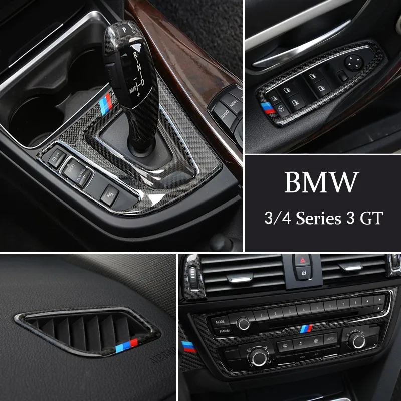 BMW 3 4シリーズ3GT F30-F32 F34用カーボンファイバーカーステッカーコンソールギアシフトボックスフレームCDパネルの読書ライトカバートリム自動アクセサリー