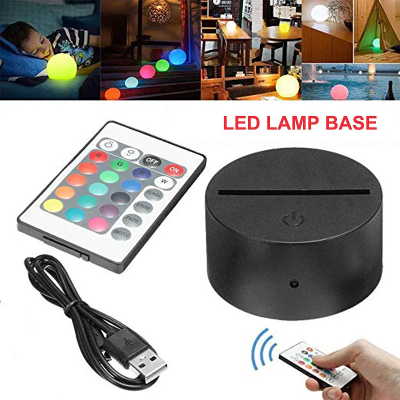 RGB night light 4mm Acrylic Illusion base lamp Battery or DC 5V UBS Charging 3D decoration lamps