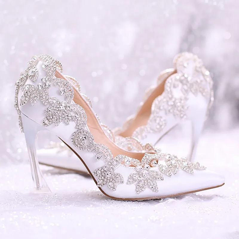 White sparkly heels for wedding cheap