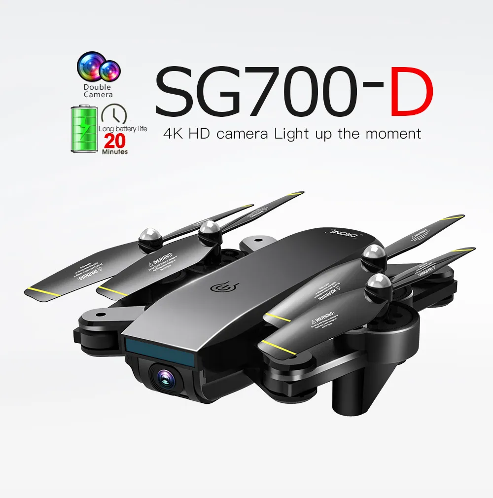 SG700-D 4K HD Dual Camera WIFI FPV Drone, Optical Attitude Hold, Track Flight, Smart Follow, Scatta foto con gesti, Regalo di Natale per bambini, 3-1