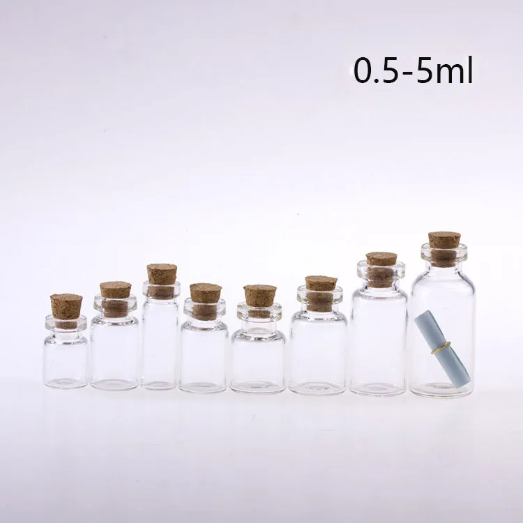 0.5ml 1ML 3ML 5ML الزجاجات واضح تنجرف الزجاج مع كورك خشبي زجاجة الانجراف لقضاء عطلة عيد الميلاد الديكور هدية الجرار