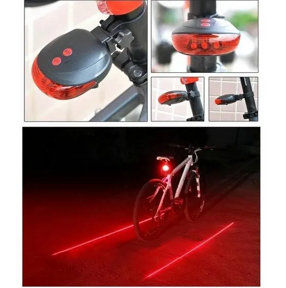 Inicio Deportes al aire libre Ciclismo Accesorios para bicicletas Luces de bicicleta Detalles del producto Bicicleta Luces de ciclismo Resistente al agua 5 LED 2 láseres 3 modos B