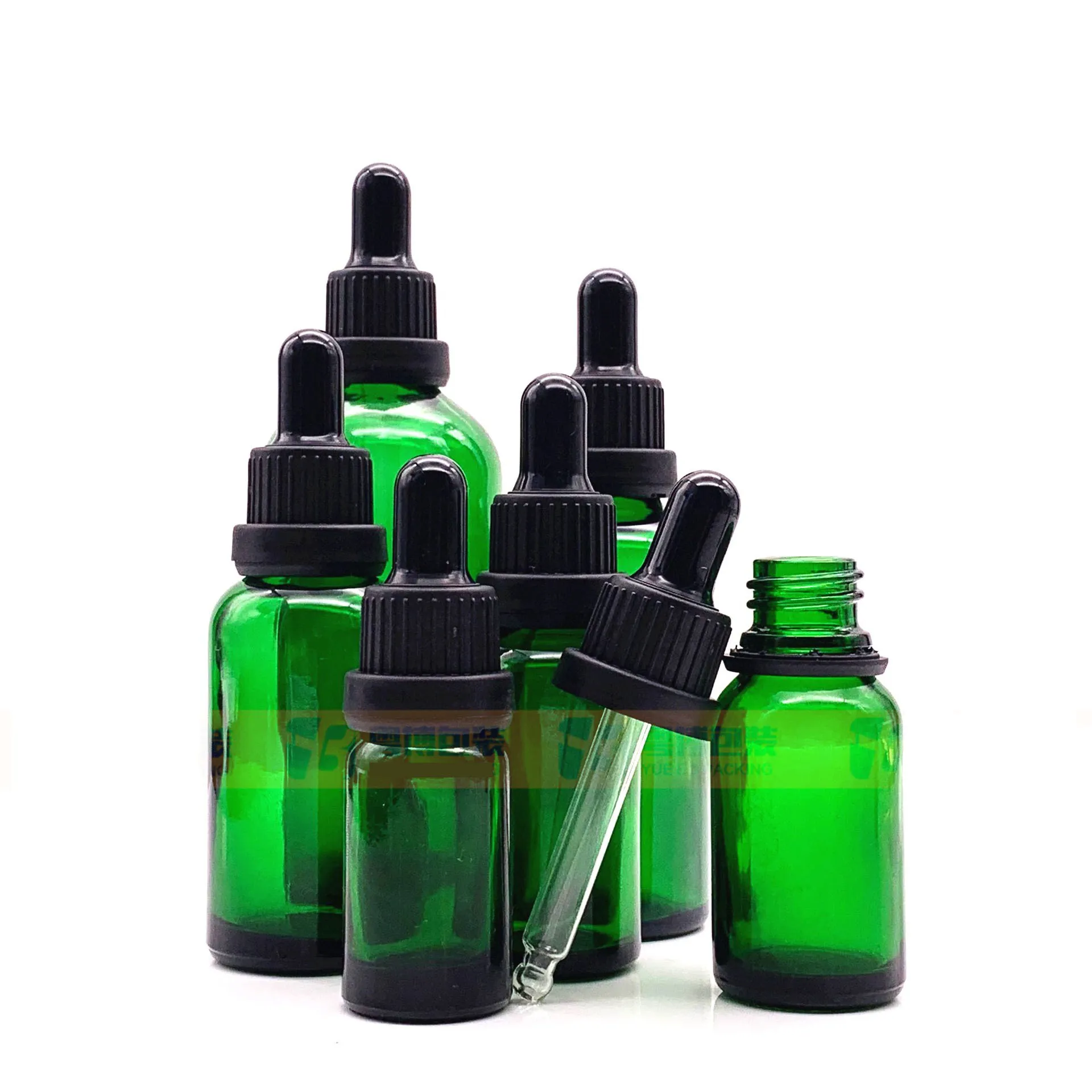 5 10 15ml Green Glass Bottles, With Glass Eye Droppers Pipette 20 30 50 100ML Essential Oil Bottle for For Essential Oils Colognes & Perfume