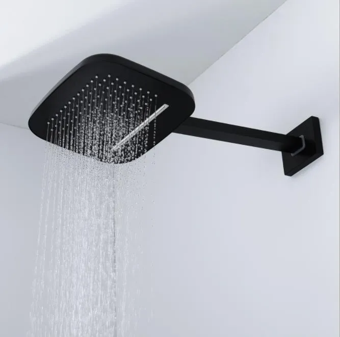 Sistema de ducha negro, juego completo de grifo de ducha de lluvia con  ducha de mano, accesorio de ducha de lluvia montado en la pared con kit de  mano