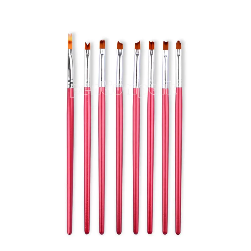 Art Pen Brush Fiore Disegno di chiodo 8pcs Colore Rosa petalo pittura Gradient Manicure Pen, Unique penna petalo