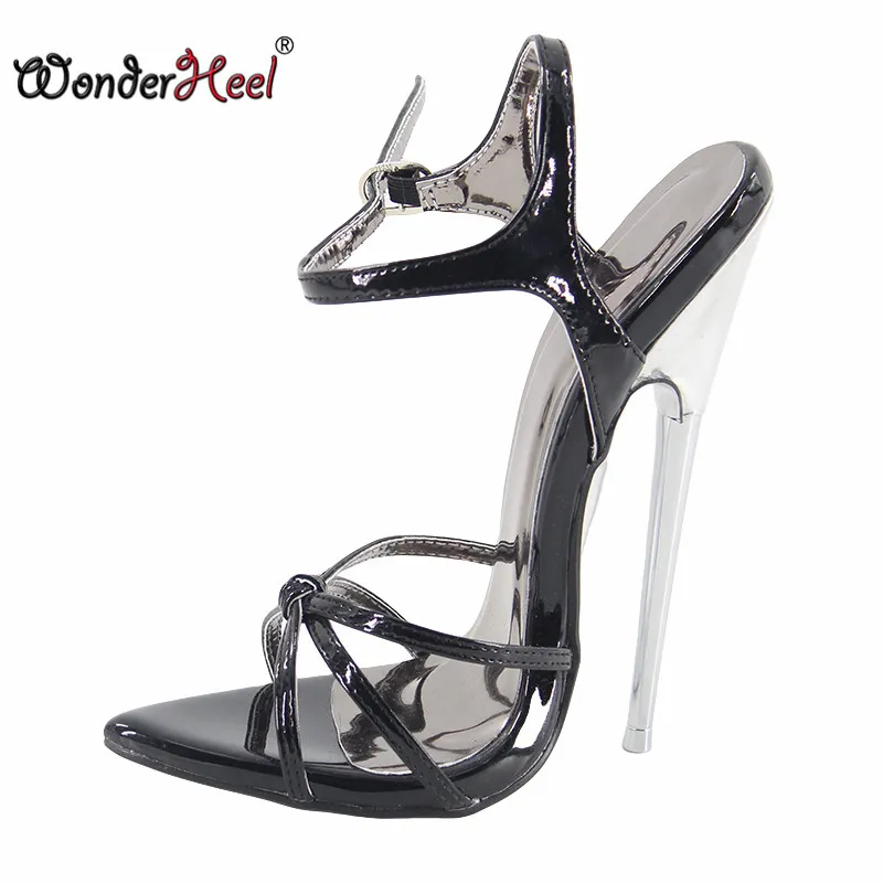 Wonderheel 2019 verão Extrema salto alto 18 cm salto stiletto apontou toe sexy fetiche de salto alto tanga cinta mulheres SANDÁLIAS