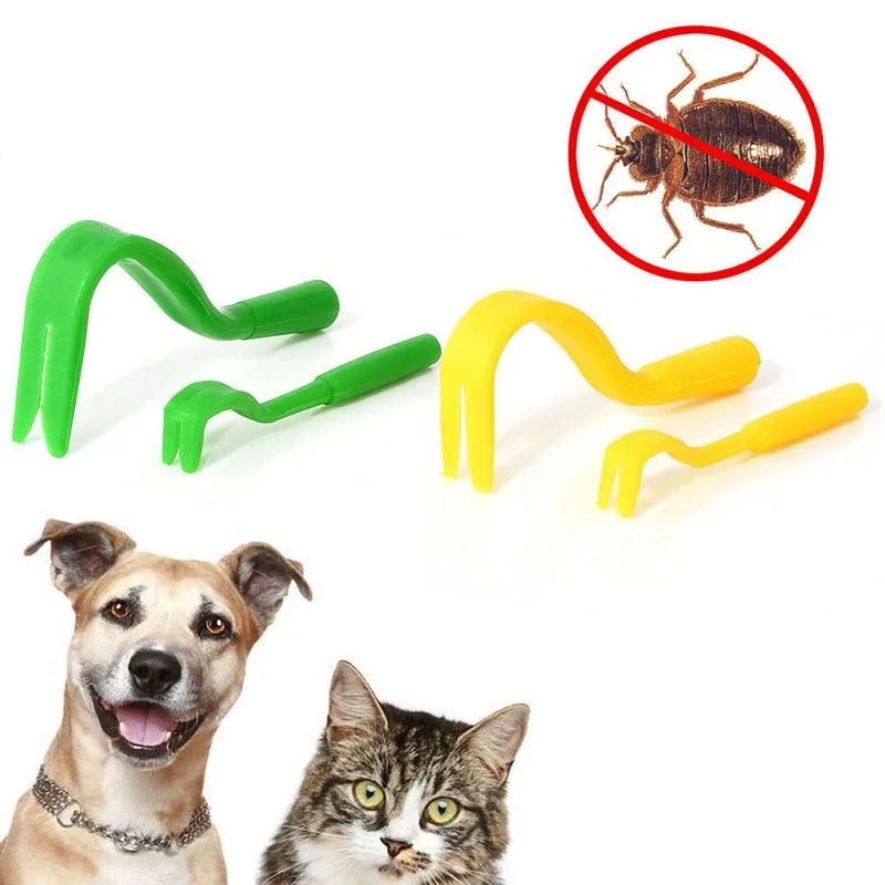 2 sztuk / zestaw Pet Pchle Remover Hook Plastikowy Przenośny Koń Human Cat Dog Pet Supplies Home Tick Remover Tool