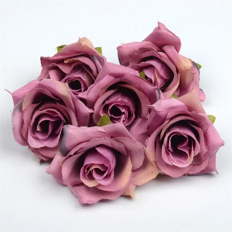 Artificial Flower Silk Rose Head Wedding Party Home Decoration DIY Wreath Scrapbook Craft Fake Rose Flower