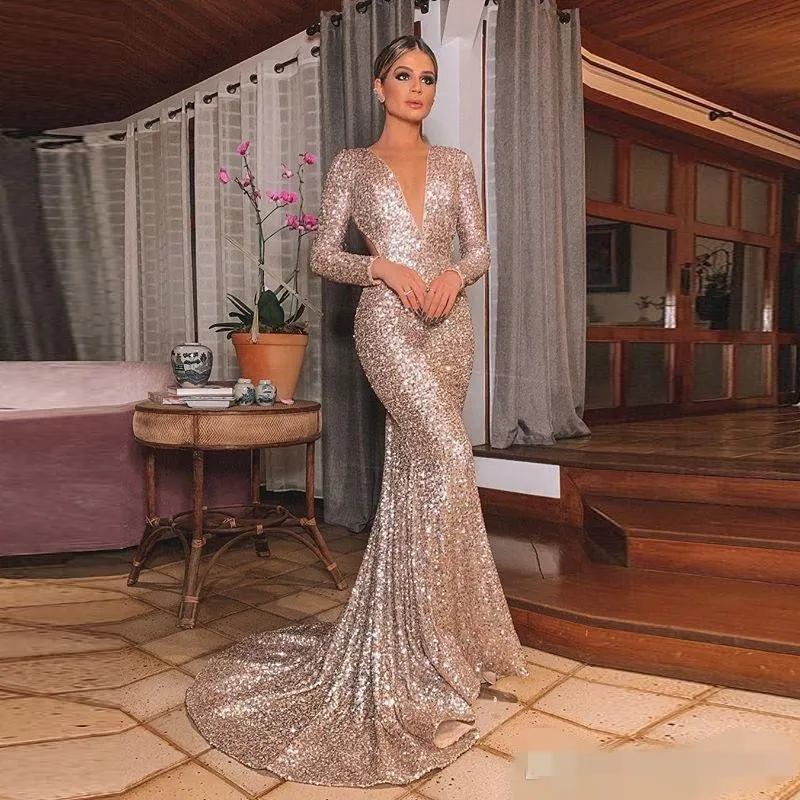 slim fit dress slacks Long-Sleeve Short Gold Sequin Party Dress 737 Gold / 00 main image 0
