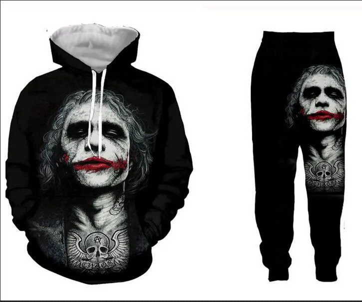 Venta al por mayor - Nueva moda Hombres / Mujeres Insane Clown Posse Sudadera Joggers Divertido Impresión 3D Sudaderas con capucha unisex + Pantalones ZZ048