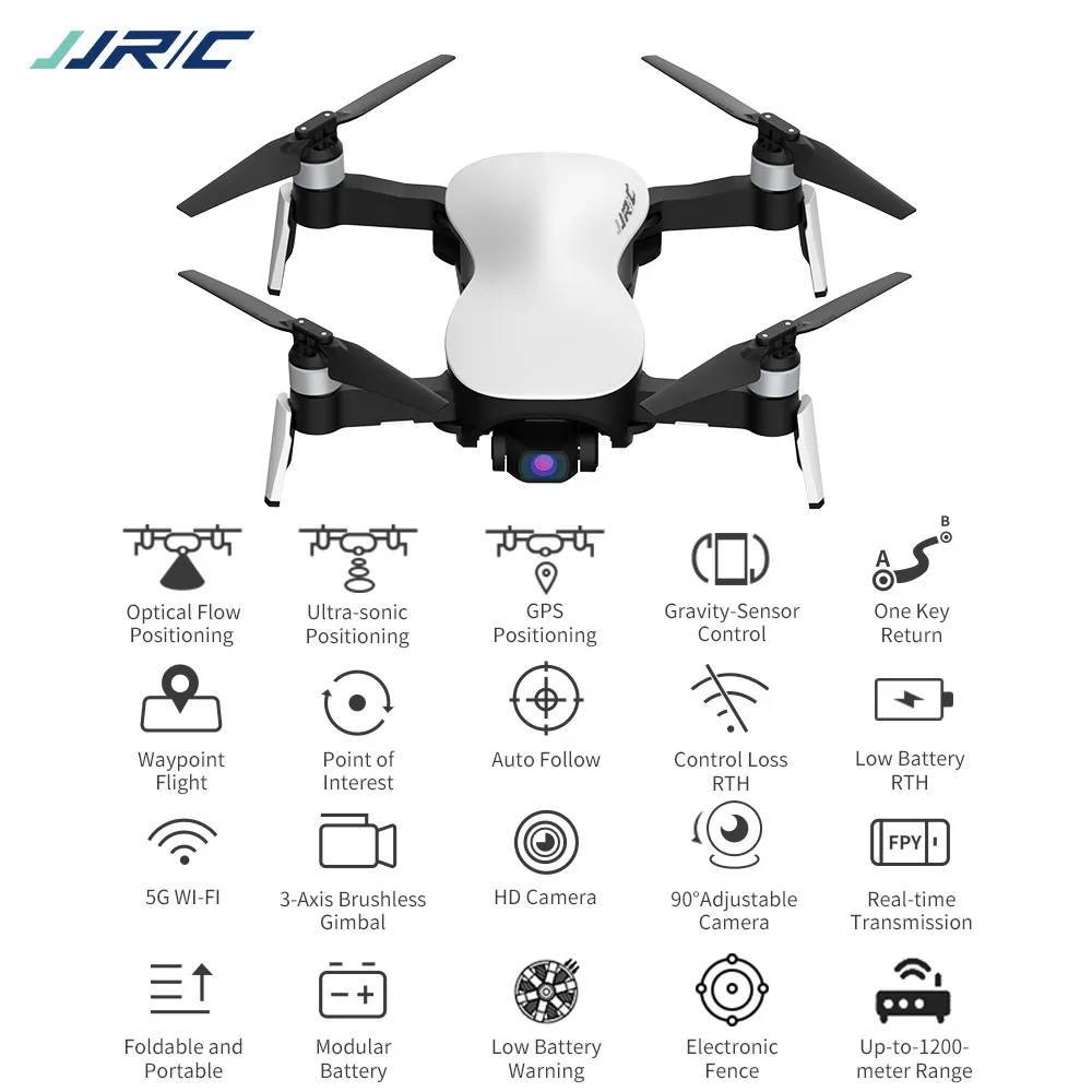 JJRC X12 الطائرات 1200M RC القطر، 4K HD كاميرا WIFI FPV الطائرة بدون طيار، الترا سونيك GPS لتحديد المواقع، مسار المنحنى الطيران، السيارات متابعة كوادكوبتر، 3-2