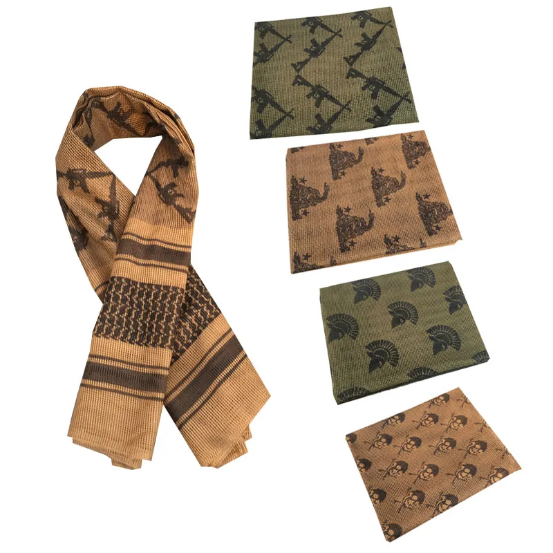 Tático Airsoft Shemagh Shawl Keffiyeh Lenço árabe Airsoft Airsoft Paintball Tiro de engrenagem na cabeça Véu NeckerchiefNo04-004