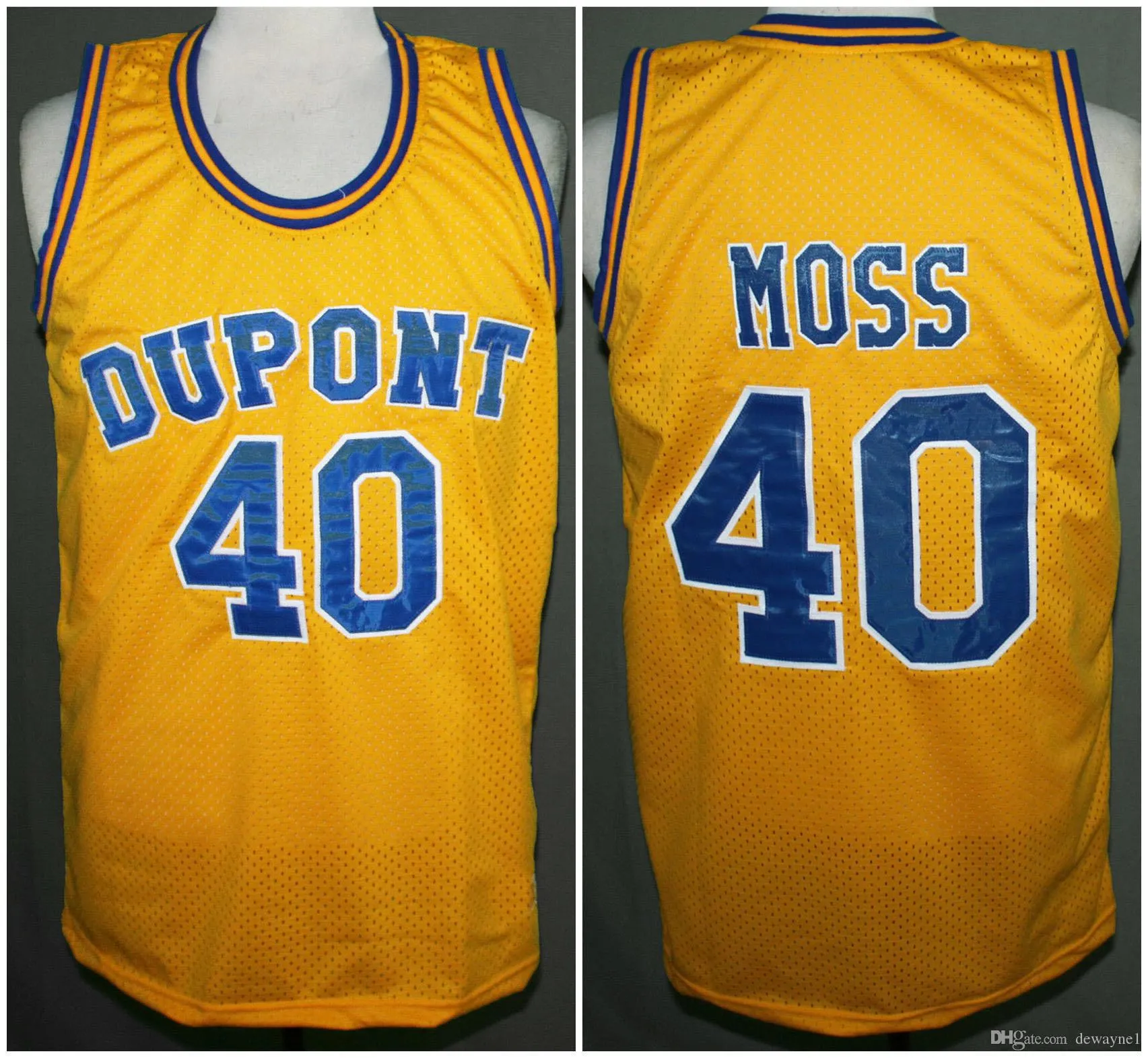 # 40 Randy Moss Dupont lycée rétro maillot de basket-ball hommes Ed numéro personnalisé nom maillots livraison gratuite