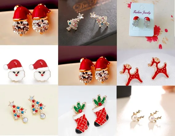 DHL Women Christmas Hat Earrings High-quality Santa Claus Hat Shaped Stud Earrings Fashion Christmas Ear Decoration Festival Ear Studs