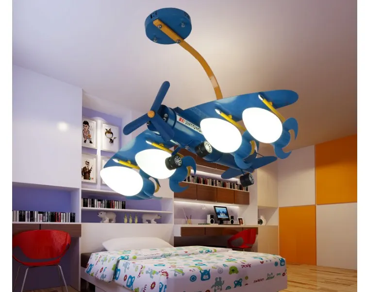 Moderne Decora Kinderen Plafondlamp Jongen Kinderen Slaapkamer Lamp Kamer Verlichting E27 Vliegtuig Cartoon Lamp Afstandsbediening Inbegrepen