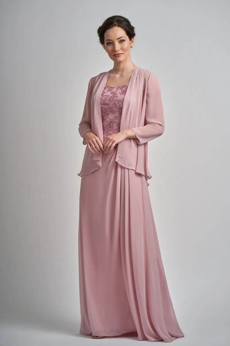 Pink Mother of the Bride Dress with Lace Chiffon Jacket Scoop Neck Long Sleeve Floor-Length Wedding Guest Gown from Dhgate Mother's Dresses - price 116.39 Pink Mother of the Bride Dress with Lace Chiffon Jacket Scoop Neck Long Sleeve Floor-Length Wedding Guest Gown from Dhgate Mother's Dresses - price 116.39